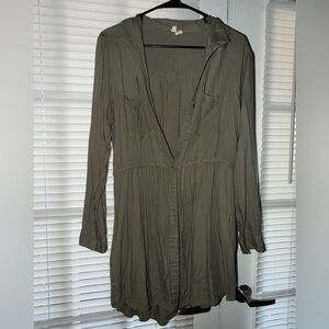 Japna Olive Green Midi Shirt Dress